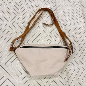 Noonday Collection Cream Canvas and Leather Crossbody Purse